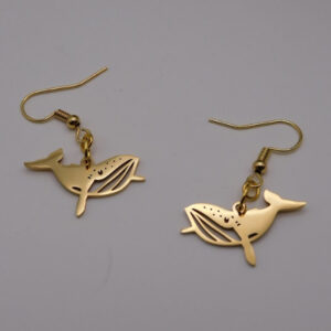 Gold Whale Earrings